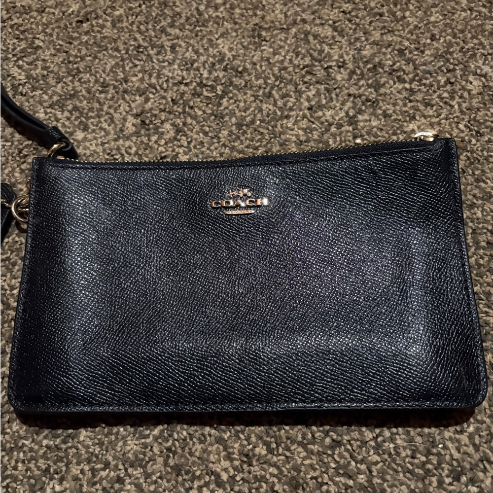 Coach Midnight Black Textured Wristlet